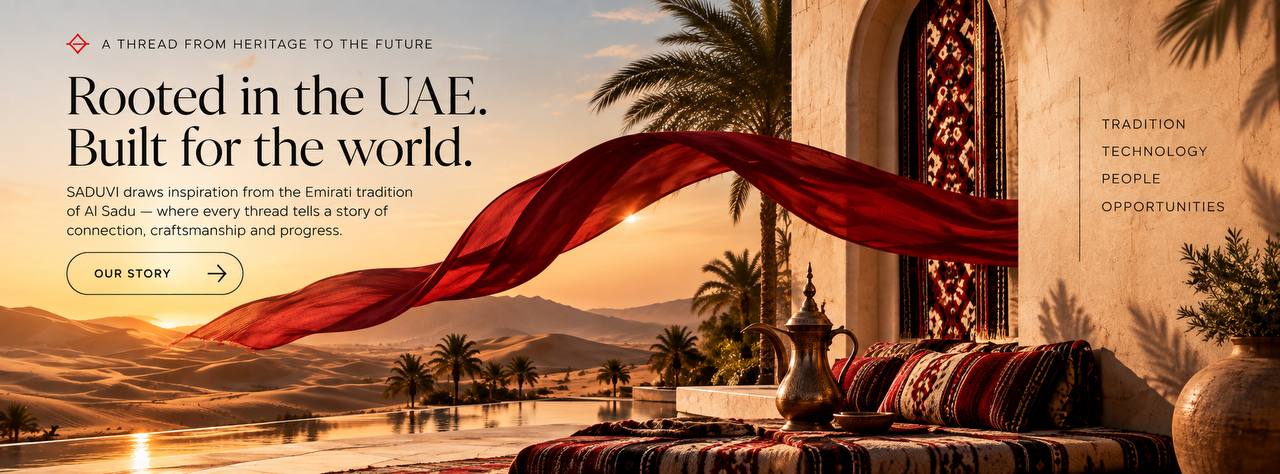 SADUVI — Rooted in the UAE. Built for the world. Inspired by Al Sadu.